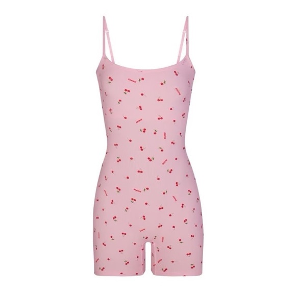 SKIMS Pants - SHEIN Pink Cherry Print Chemise